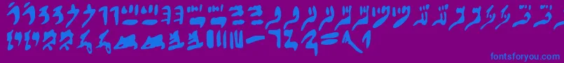 フォントHieraticnumerals – 紫色の背景に青い文字