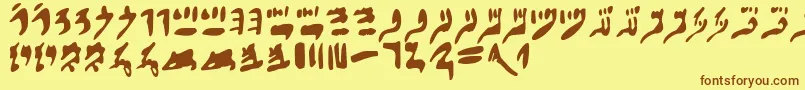 Hieraticnumerals-Schriftart – Braune Schriften auf gelbem Hintergrund