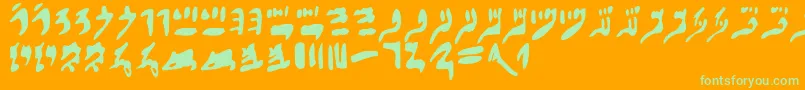 フォントHieraticnumerals – オレンジの背景に緑のフォント