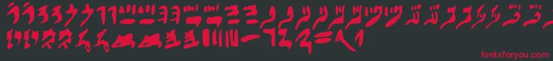 フォントHieraticnumerals – 黒い背景に赤い文字
