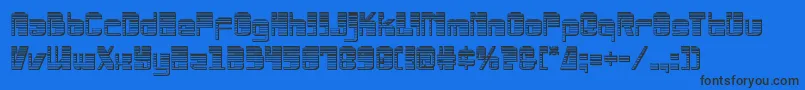 Drosselmeyerchrome-Schriftart – Schwarze Schriften auf blauem Hintergrund