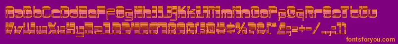 Drosselmeyerchrome-Schriftart – Orangefarbene Schriften auf violettem Hintergrund