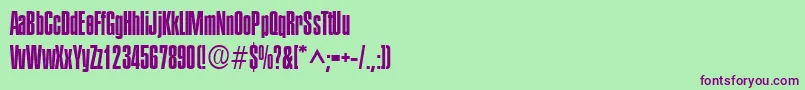 PlakettetwoRegular-Schriftart – Violette Schriften auf grünem Hintergrund