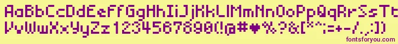 Bmmini Font – Purple Fonts on Yellow Background