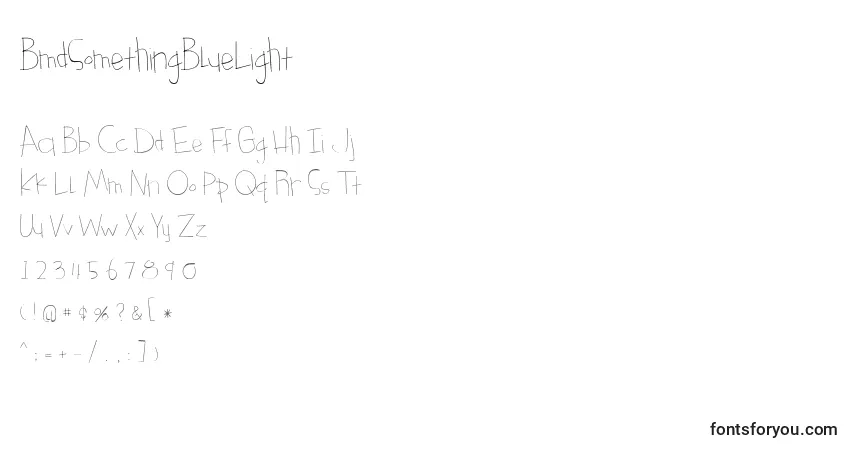 Czcionka BmdSomethingBlueLight – alfabet, cyfry, specjalne znaki