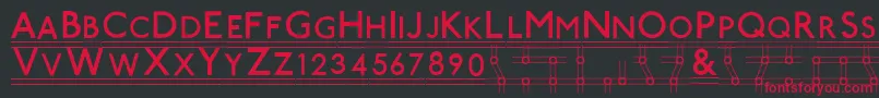 フォントTubeStationPlus. – 黒い背景に赤い文字