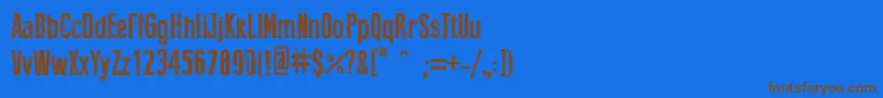 フォントPressstyle – 茶色の文字が青い背景にあります。