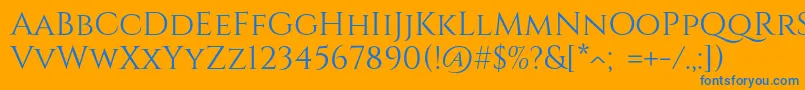 CinzelRegular-Schriftart – Blaue Schriften auf orangefarbenem Hintergrund