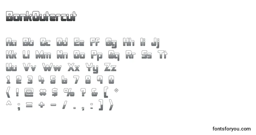 Шрифт BonkOutercut – алфавит, цифры, специальные символы