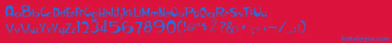 Ranchoround20guage-Schriftart – Blaue Schriften auf rotem Hintergrund