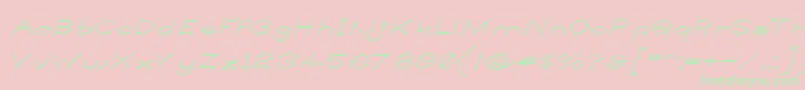 LlynfyrchFwyrrdynnOuline-Schriftart – Grüne Schriften auf rosa Hintergrund