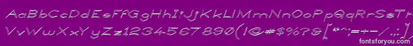 LlynfyrchFwyrrdynnOuline-Schriftart – Grüne Schriften auf violettem Hintergrund