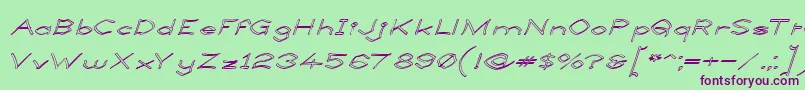 LlynfyrchFwyrrdynnOuline Font – Purple Fonts on Green Background