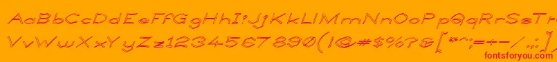 LlynfyrchFwyrrdynnOuline Font – Red Fonts on Orange Background