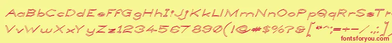 LlynfyrchFwyrrdynnOuline Font – Red Fonts on Yellow Background