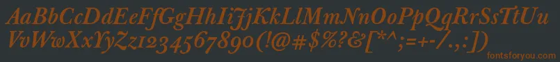 JbaskervilletmedItalic Font – Brown Fonts on Black Background