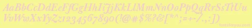 JbaskervilletmedItalic Font – Pink Fonts on Yellow Background