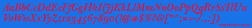 JbaskervilletmedItalic Font – Red Fonts on Blue Background