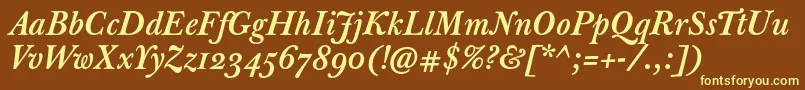 JbaskervilletmedItalic Font – Yellow Fonts on Brown Background