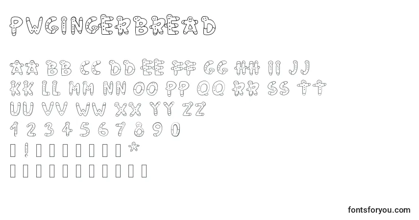 Schriftart Pwgingerbread – Alphabet, Zahlen, spezielle Symbole