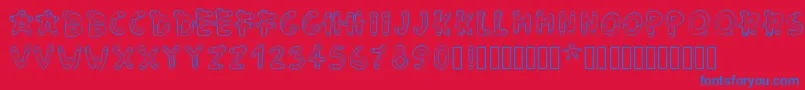 Pwgingerbread-Schriftart – Blaue Schriften auf rotem Hintergrund