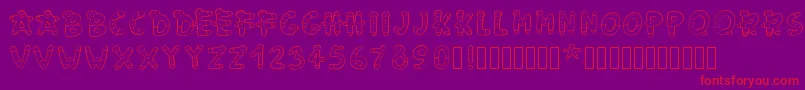 Pwgingerbread-Schriftart – Rote Schriften auf violettem Hintergrund