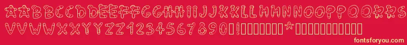 Pwgingerbread-Schriftart – Gelbe Schriften auf rotem Hintergrund