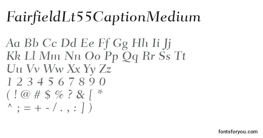Czcionka FairfieldLt55CaptionMedium – alfabet, cyfry, specjalne znaki