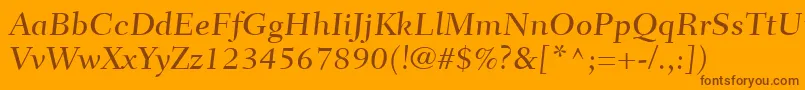 FairfieldLt55CaptionMedium-Schriftart – Braune Schriften auf orangefarbenem Hintergrund