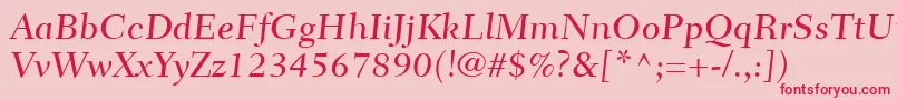 FairfieldLt55CaptionMedium-Schriftart – Rote Schriften auf rosa Hintergrund