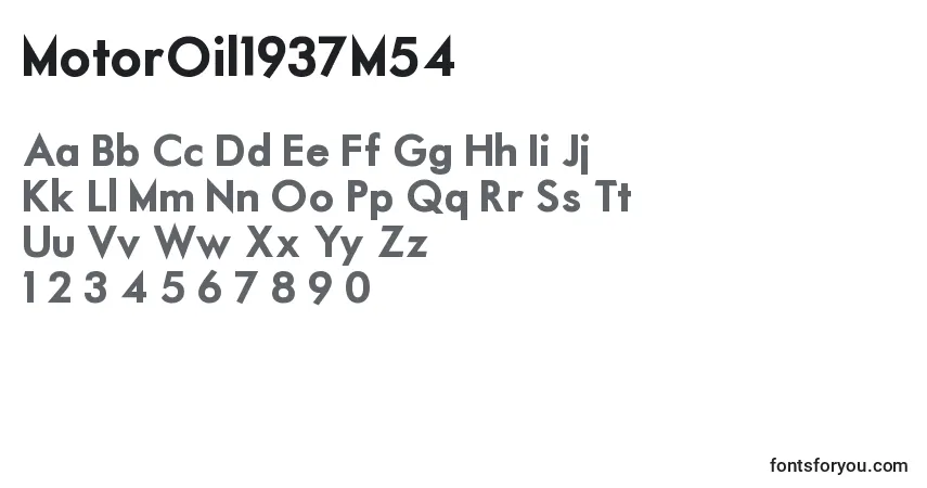 Schriftart MotorOil1937M54 – Alphabet, Zahlen, spezielle Symbole