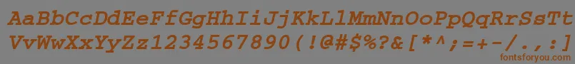Шрифт CourierBoldoblique – коричневые шрифты на сером фоне