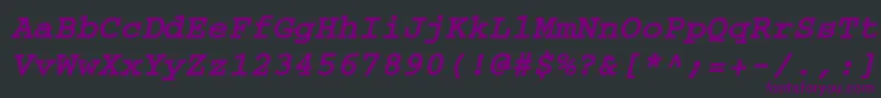 Czcionka CourierBoldoblique – fioletowe czcionki na czarnym tle