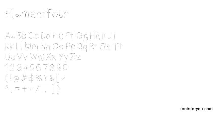 A fonte Filamentfour – alfabeto, números, caracteres especiais