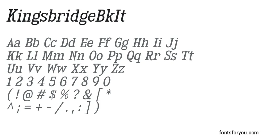 Шрифт KingsbridgeBkIt – алфавит, цифры, специальные символы
