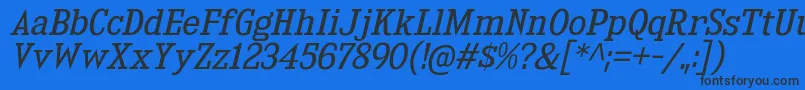 フォントKingsbridgeBkIt – 黒い文字の青い背景