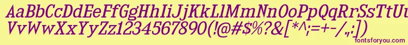 KingsbridgeBkIt Font – Purple Fonts on Yellow Background