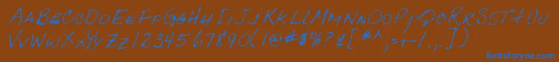 Lehn092 Font – Blue Fonts on Brown Background