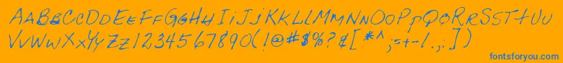 Lehn092 Font – Blue Fonts on Orange Background