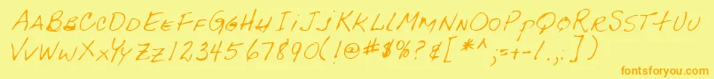 Lehn092-Schriftart – Orangefarbene Schriften auf gelbem Hintergrund