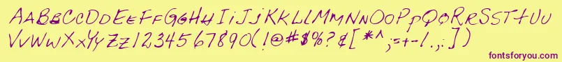 Lehn092-Schriftart – Violette Schriften auf gelbem Hintergrund