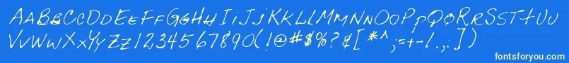 Lehn092-Schriftart – Gelbe Schriften auf blauem Hintergrund