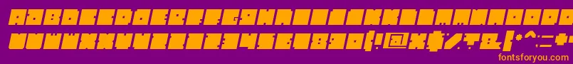 BlockItalic-fontti – oranssit fontit violetilla taustalla