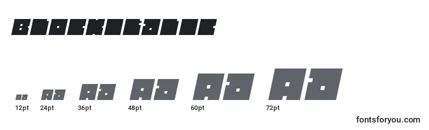 Размеры шрифта BlockItalic