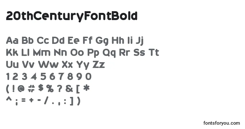 A fonte 20thCenturyFontBold – alfabeto, números, caracteres especiais