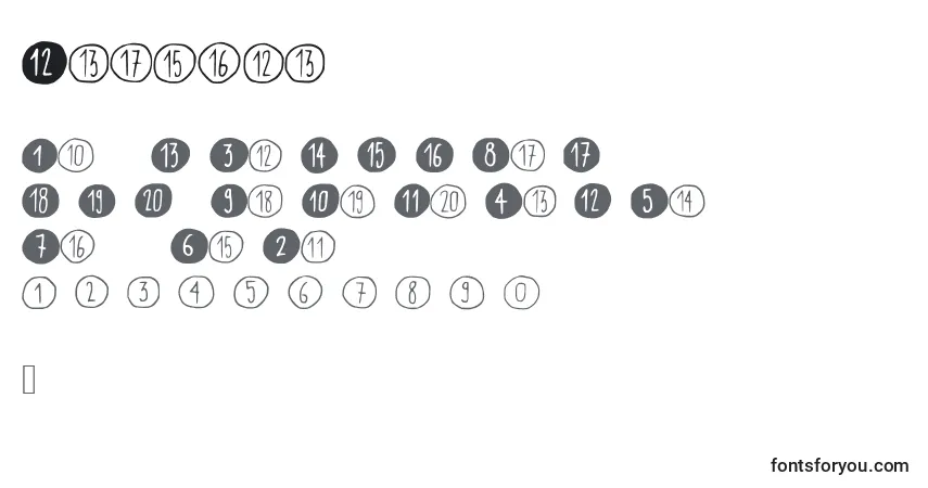 Schriftart Scribynumbers – Alphabet, Zahlen, spezielle Symbole
