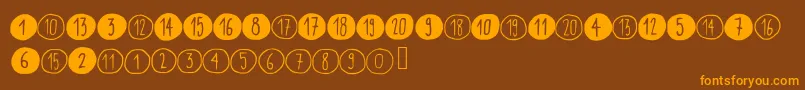 Scribynumbers-Schriftart – Orangefarbene Schriften auf braunem Hintergrund