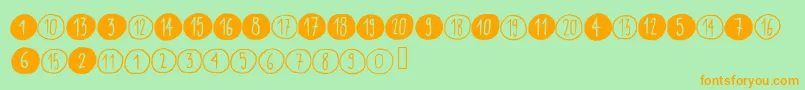 Scribynumbers-Schriftart – Orangefarbene Schriften auf grünem Hintergrund