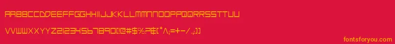 フォントLowGunScreenCondensed – 赤い背景にオレンジの文字