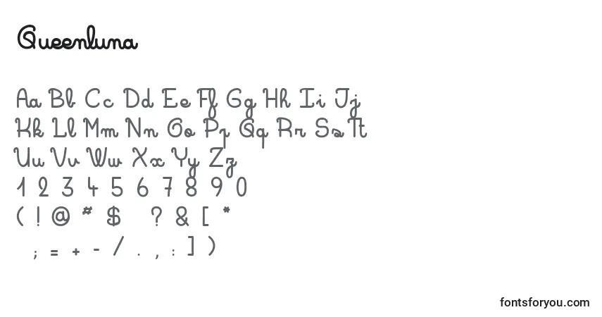 Schriftart Queenluna – Alphabet, Zahlen, spezielle Symbole